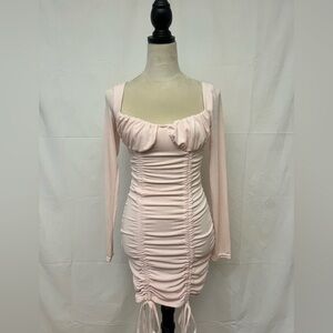 White Fox Boutique Blush Long Sleeve Ruched Dress